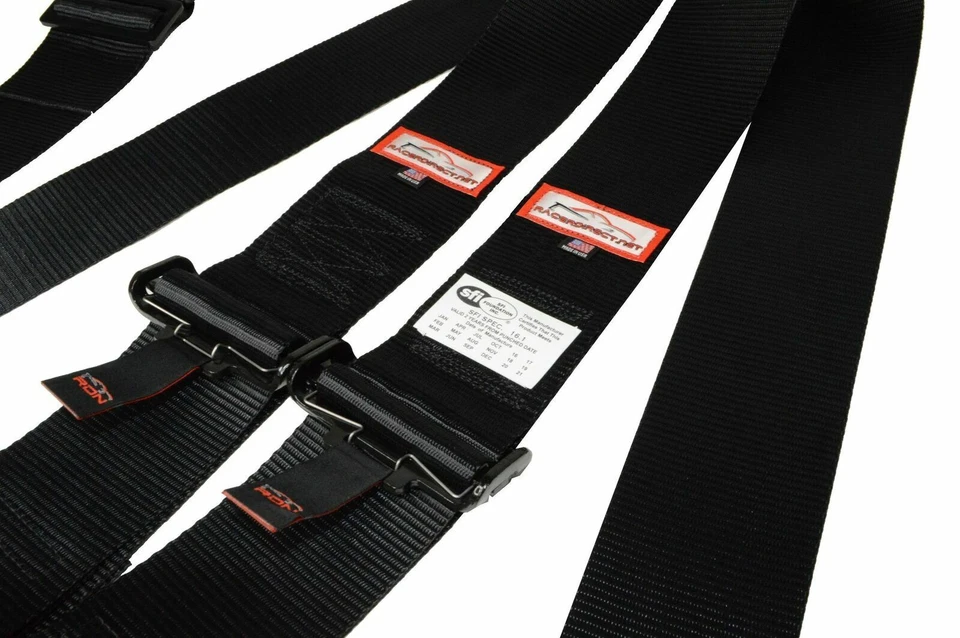 ARNÉS DE CARRERAS SUPER GAS SFI 16.1 PESTILLO Y ESLABÓN MONTADO EN EL PISO 5 PUNTOS NEGRO Foto 3 de 4