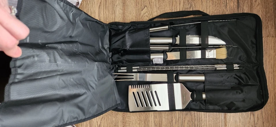 Picnic At Ascot Grill BBQ Set Kuert Outdoor 9 Piece Stainless Steel Zip Case EUC - Image 3 of 4