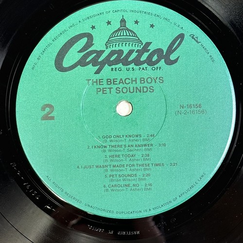THE BEACH BOYS Pet Sounds Album LP Record 1980 Capitol Mono Reissue N-16156 - Picture 6 of 6
