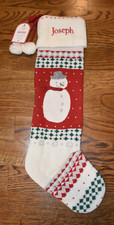 Pottery Barn Kids Snowman Heirloom Knit Christmas Stocking Joseph Monogram NWT