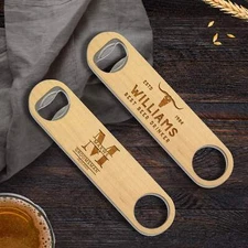 Custom Engraved Wooden Bar Blade Beer Bottle Opener