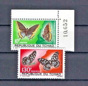 CHAD 1967 #140, #142 Short set MNH Butterflies