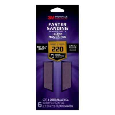3M Precision Sanding Sheets 3 2/3 in x 9 in, 220 grid, 6 Sheets 1 Pack