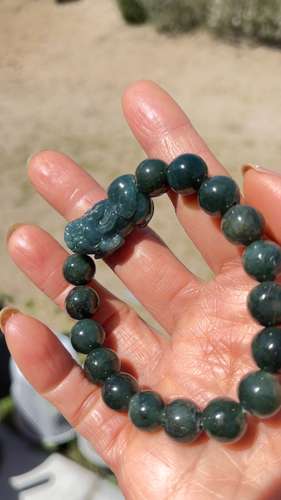 Type A Burmese Jadeite Dragon Bracelet 38.6g Beads Certified Natural Jade - Video 1 of 1