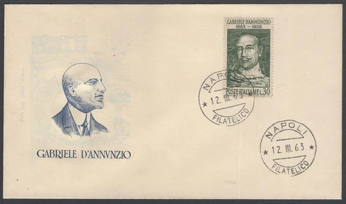 AOP Italy 1963 Gabrielle D'Annunzio FDC First Day cover Napoli