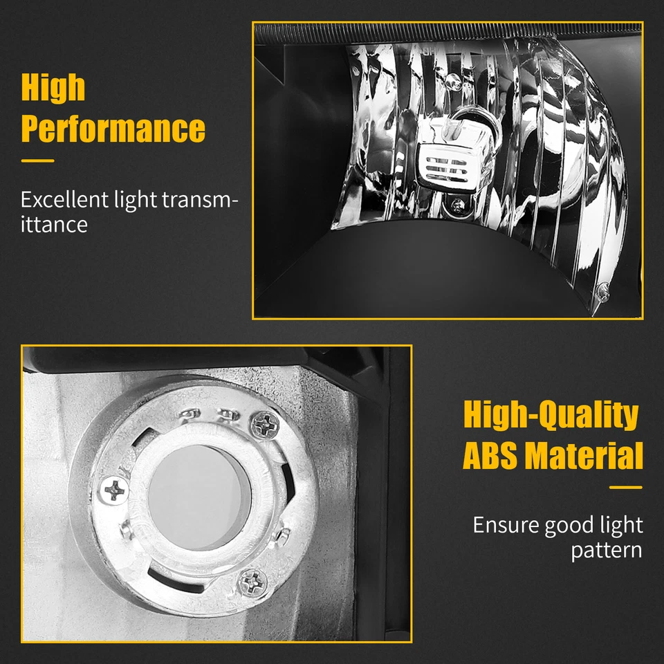 Fits 1999-2007 GMC Sierra Yukon Headlight Assembly Black Housing Left+Right Pair Foto 3 de 4