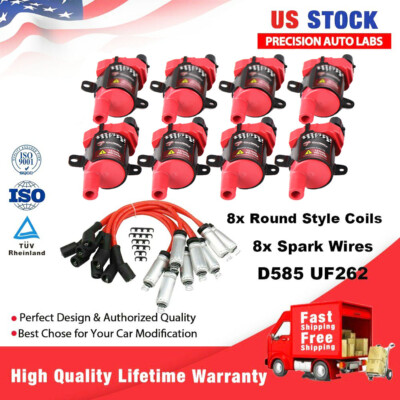 D585 UF262 Ignition Coils & Plug Pack For Chevy Silverado GMC LS1 LS3 4.8 5.3L