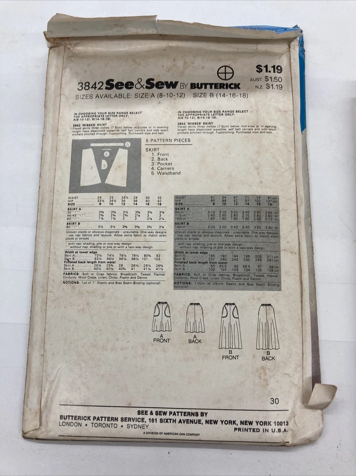 Vintage 80s Uncut Factory Folded Lot Of 3 Dress/Skirt Patterns Size 8 10 12 C19A - Image 3 of 4