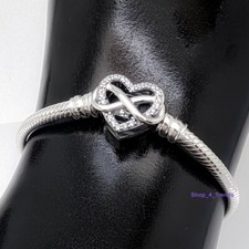 NEW PANDORA 592645C01 Moment Sparkling Infinity Heart Clasp Snake Chain Bracelet