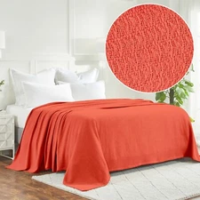 100% Cotton Textured Woven Modern Solid Waffle Blanket Or Bed Blanket Throw