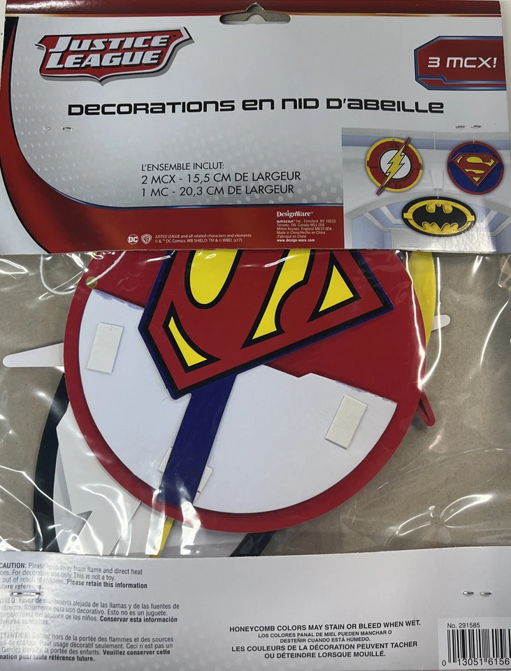 Liga de la Justicia 3ct. Decoraciones colgantes de panal ¡¡¡Nuevas!!!! Foto 2 de 2