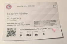 Sammler Ticket FC Bayern München - FC Augsburg (08.03.2020) Gastticket 19/20