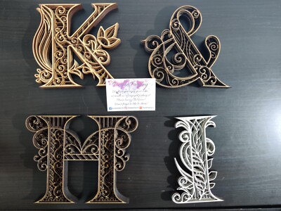 Lasergeschnittenes 3D Holz Mandala Buchstaben Alphabet - für Schilder, Geschenke, Geschenke,