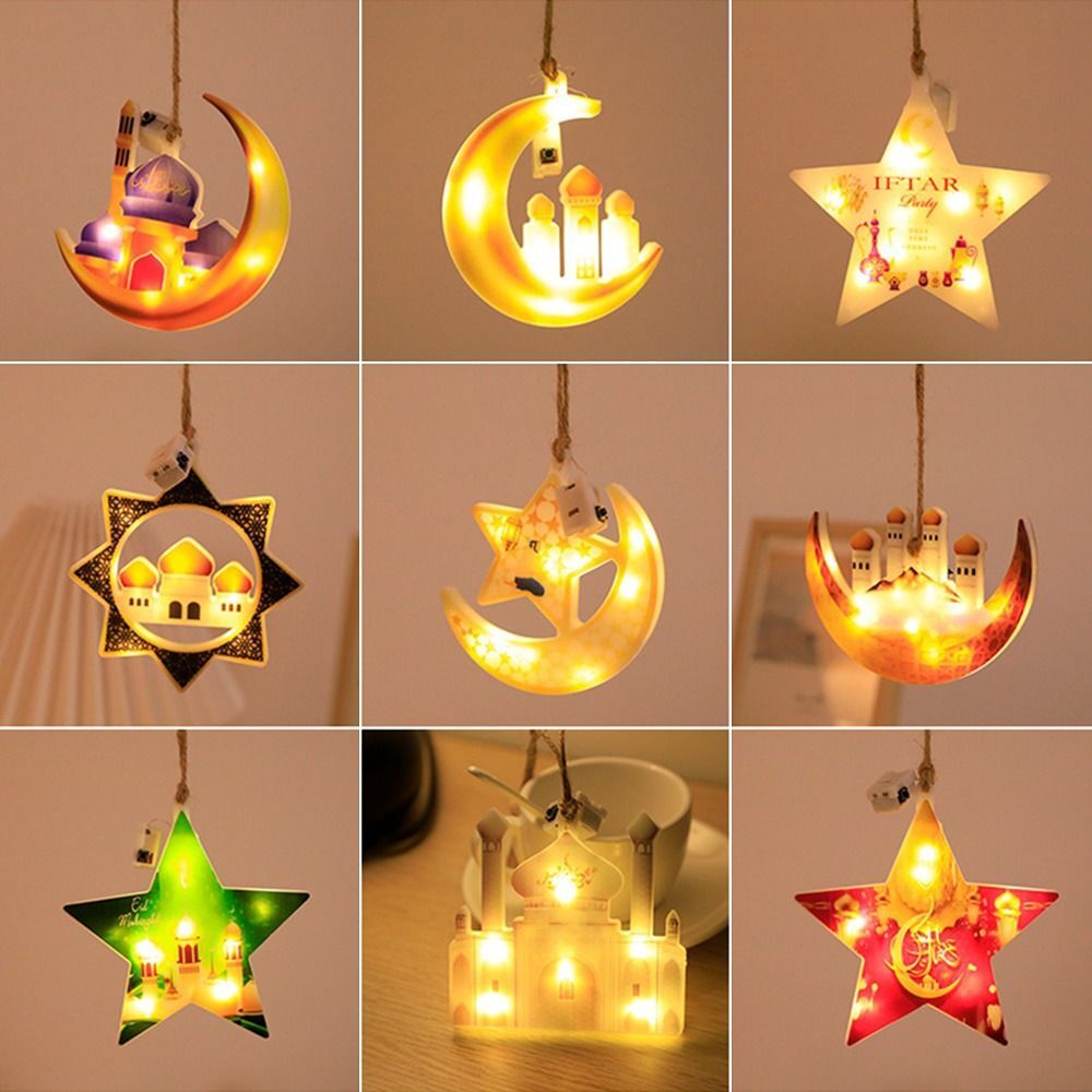 Star Moon Pendants Led Lights Ramadan Kareem Festival Lamp Eid Mubarak ...