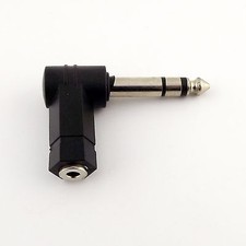Right-Angle 90 Audio Adapter 6.35mm Male Stereo Plug to 1/8" 3.5mm Female Stereo