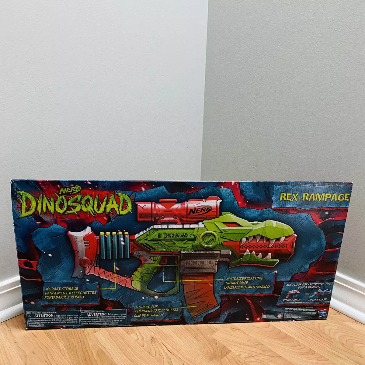 Nerf DinoSquad Rex-Rampage Motorized Dart Blaster, 10-Dart Clip, 20 Nerf  Darts, 10-Dart Storage- T-Rex Dinosaur Design - Nerf