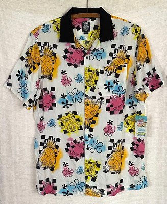 NWT Spongebob x Vans Collab Men's Medium Airbrush Hawaiian S/S Button Up Shirt