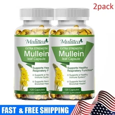 2xMullein Leaf Capsules Support Lung Cleanse Respiratory Function 120 Softgels