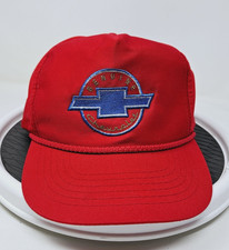 Vintage CHEVROLET Red Hat Cap Genuine CHEVY Snapback RETRO Rope