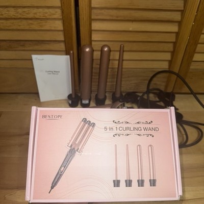 BESTOPE 5 in 1 Rose Gold Ceramic Curling Wand With Interchangeable Barrels 