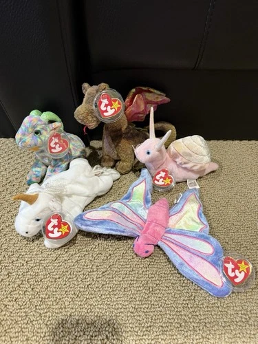 Ty Beanie Babies Lot Of 5 Magic/mystic/flying Creatures, Vintage 90s, All W Tags