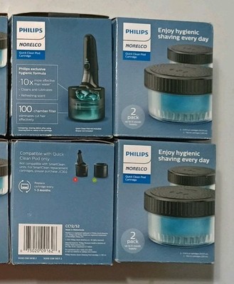 4 Philips Norelco Boxes (8 Cartridges) OEM Quick Clean Pod Cartridge Lubricates