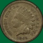 1863 Indian Head Cent Fine F Coin, Weak Strike #40304