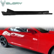 For 16-24 Chevy Camaro Side Skirts Ikon V3 Style Gloss Black Rocker Panel 4PC PP