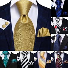 Men's 3-Piece Tie Set with Pocket Square Cufflinks Wedding Gifts for Groom