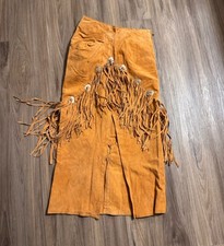 Vintage Suede Fringe Skirt Western Boho Phoenix USA Leather 27