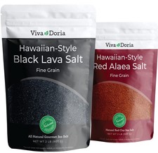 Hawaiian Black Lava Sea Salt, Fine Grain, 2 lb and Hawaiian Red Alaea Salt, F...