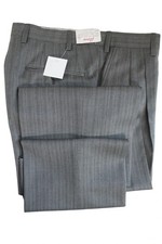 NWT BRIONI Gheo Style Gray Herringbone Wool Dress Pants 36W ITALY 52R IT