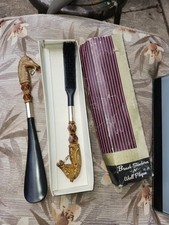Vintage Horse Head Brush / Shoe Horn Set w/ Wall Plaque Hanger  Box Minor Flaw
