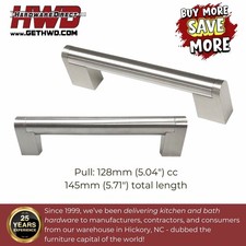 Cabinet Pulls 128mm Brushed Nickel Modern Round Bar Kitchen Bath Drawer Pulls