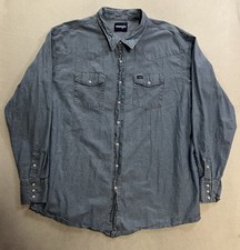 Vintage Wrangler Pearl Snap Shirt Men’s Size 3XLT Blue Chambray Long Sleeve