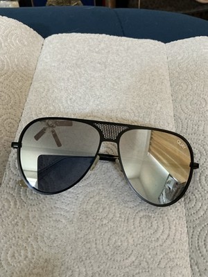 Quay Australia Sunglasses ICONIC Black Frame Ash Lenses Aviator Mirrored