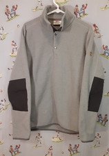    Fjallraven Ovik Fleece Sweater Mens Large Grey Mock Neck Pullover Elbow Patch
