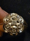 14K Yellow Gold Vintage Cluster Mens Diamond Ring — photo 2