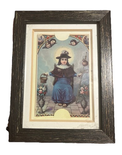 Religious Holy Child of Atocha Santo Nino De Atocha Framed Rustic Wood