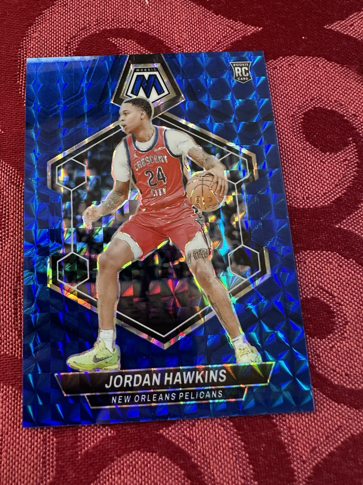 2023-24 Panini Mosaic Jordan Hawkins Rookie Blue Mosaic /199 #243 RC
