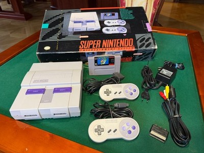 Super Nintendo SNES Console Boxed NTSC USA + Super Mario World Tested EU PSU