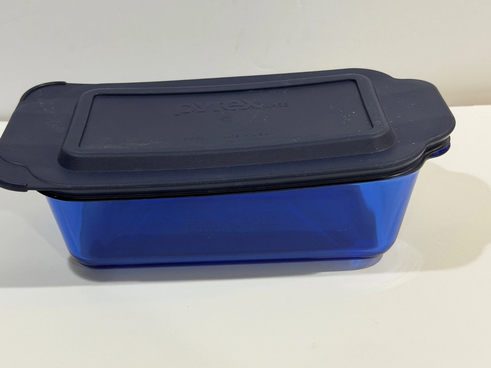 Vintage Pyrex 213-R Cobalt Blue 1.5 Qt Glass Loaf Pan Dish 8x5x3" with Lid