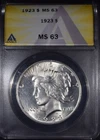 1923 Peace Dollar "ANACS MS63"