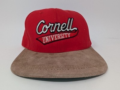 VINTAGE Cornell University Hat Cap Strap Back Mens One Size Red NCAA Suede Brim