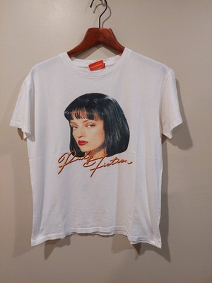 Pulp Fiction x Bershka Sz Small White Shirt Movie Tee Tarantino Uma Thurman Film