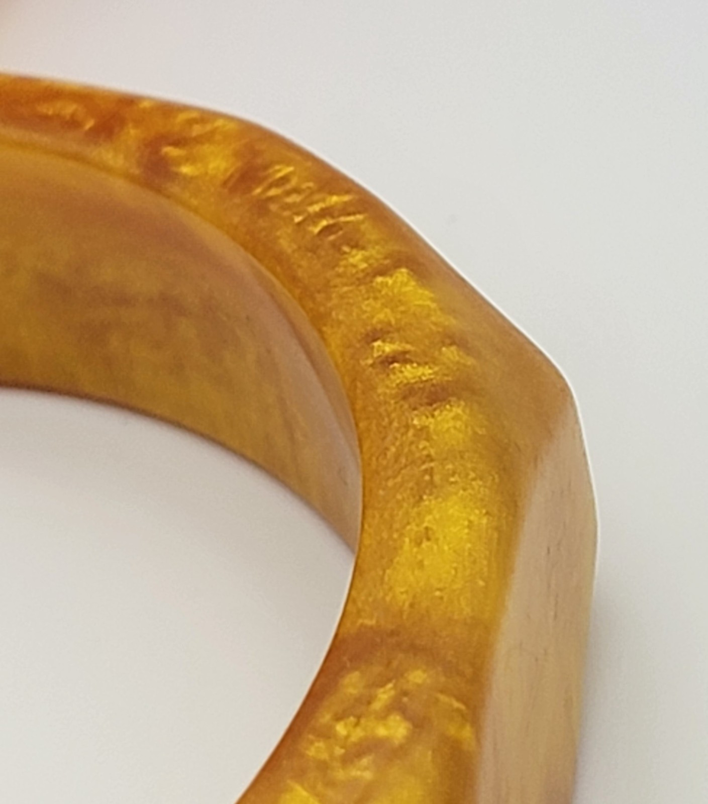 Marigold Marbled Lucite Statement Bangle Bracelet… - image 2