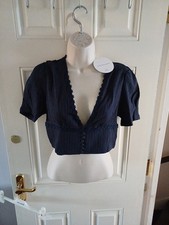 Shein VCAY Women's  V NECK Crop  Top  Size UK M