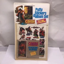 Vintage 1984 CONAN THE BARBARIAN Puffy Stickers and Album Set GORDY NIP UNOPENED