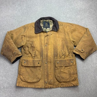 Wax Jacket Adult Small Brown Hunting Country Outdoor Waterproof Lined Men*