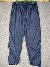 Vtg 90s Champion Double Script Logo Navy Nylon Jogger Sweatpants Sz M READ 33x29
